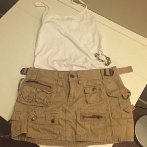 Hollister Tan Military Style Mini Skirt